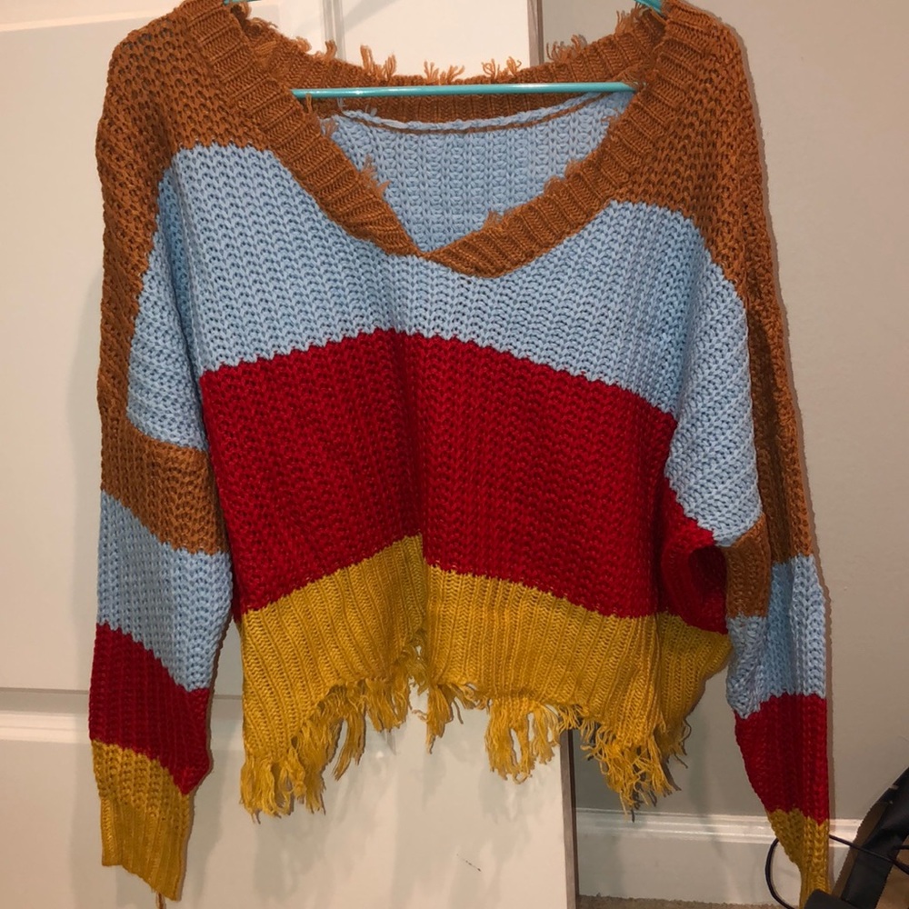 Off the shoulder sweater.